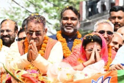 भाजपा प्रत्याशी माला राज्य लक्ष्मी शाह के नामांकन रैली के समर्थन में पहुंचे काबीना मंत्री गणेश जोशी