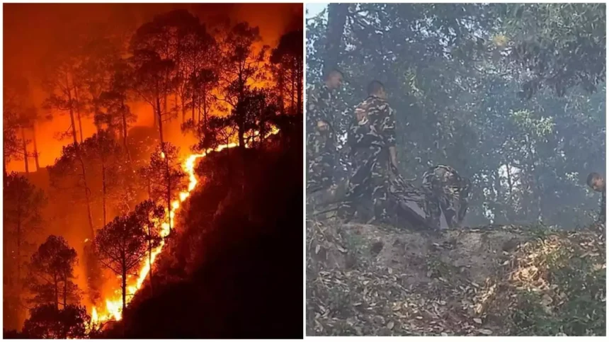 उत्तराखंड में धधक रहे जंगल, सेना के जवानों ने संभाला मोर्चा
