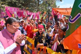 सीएम धामी ने भाजपा प्रत्याशी के पक्ष में किया प्रचार