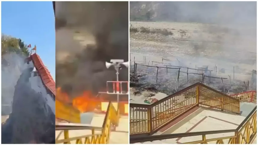 गर्जिया मंदिर परिसर में लगी भीषण आग, मचा हड़कंप