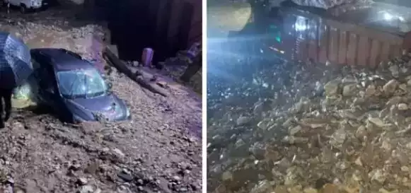 सोमेश्वर में तीन जगह फटा बादल, मलबे में दबी गाड़ियां