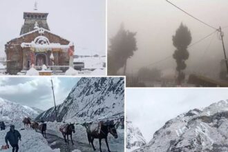 बर्फ की सफेद चादर से ढका केदारनाथ- बद्रीनाथ, निचले क्षेत्रों में तेज हवाएं चलने से मौसम में आयी ठंडक 