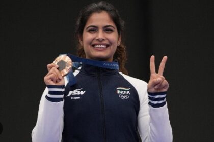 पेरिस ओलंपिक 2024-  झज्जर की मनु ने एयर पिस्टल स्पर्धा में कांस्य पदक जीतकर देश को किया गौरवान्वित