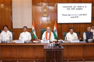 केन्द्रीय गृह एवं सहकारिता मंत्री अमित शाह की उपस्थिति में त्रिपुरा शांति समझौता पर हस्ताक्षर