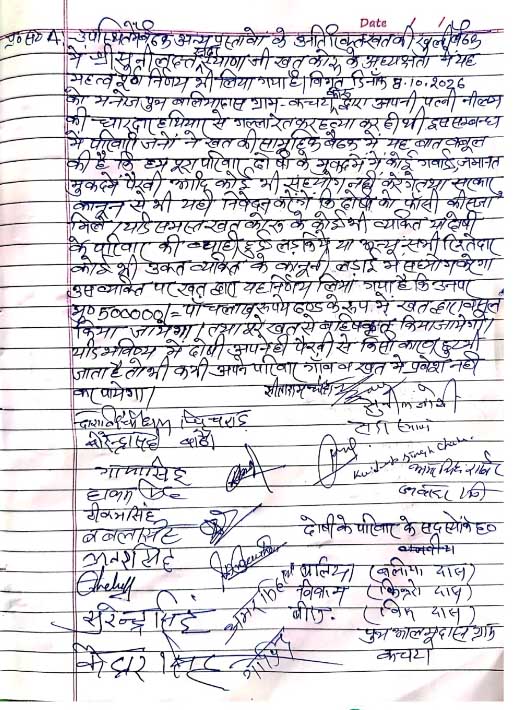 कालसी में 22 साल की पत्नी के हत्या आरोपी पति का किया सामाजिक बहिष्कार